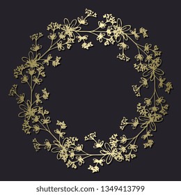 Decorative floral golden vector frame