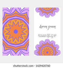 Decorative floral greeting cards in  mandala style, ethnic pattern. vector illustration