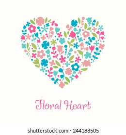 Decorative floral heart. Doodle illustration for design greeting cards