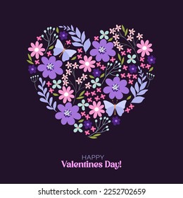 Decorative floral heart shape card for St. Valentines Day