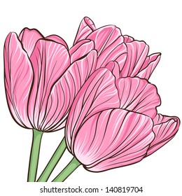 Decorative floral illustration with flowers of tulips