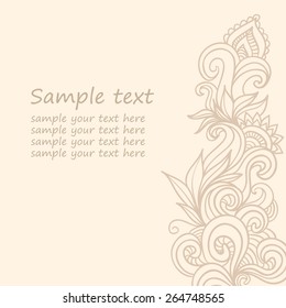 Decorative floral invite card. Vector illustration background.