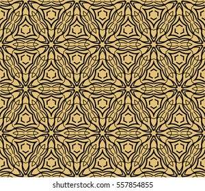 decorative floral lace ornament. gold, black color. seamless vector illustration. template for wallpaper, invitation, card