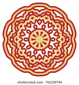 decorative floral lace ornament. Vector illustration. red, gold. for design invitation, background, wallpaper