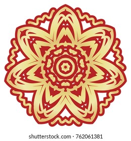decorative floral lace ornament. Vector illustration. red, gold. for design invitation, background, wallpaper
