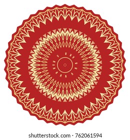 decorative floral lace ornament. Vector illustration. red, gold. for design invitation, background, wallpaper