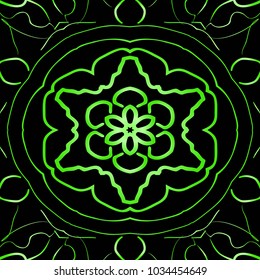 decorative floral lace ornament.Vector. texture for design, wallpaper, invitation card. Green, black color