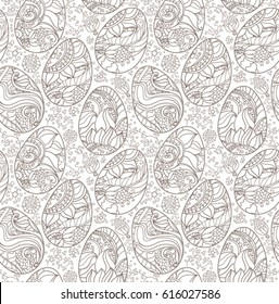 Decorative floral lace seamless pattern with Easter eggs.