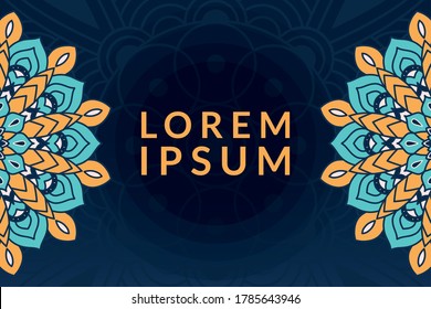 mandala floral decorativa con diseño de ilustración vectorial de fondo azul