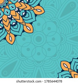 mandala floral decorativa con diseño de ilustración vectorial de fondo azul