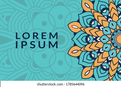dekorative Blumenmandala mit blauem Hintergrund, Vektorgrafik-Design