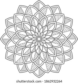 Decorative floral Mandala illustration with line art