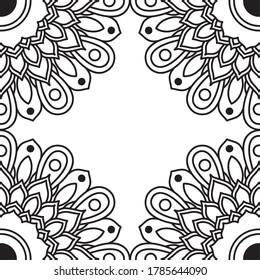 decorative floral monochrome mandala ethnicity frame vector illustration design