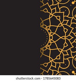 decorative floral monochrome mandala ethnicity frame in black background vector illustration design