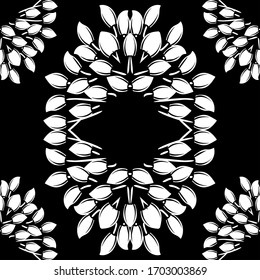 Decorative floral monohrome seamless pattern in ornamental style. Vector damask illustration for any design