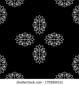 Decorative floral monohrome seamless pattern in ornamental style. Vector damask illustration for any design