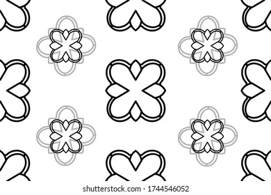 Decorative floral monohrome seamless pattern in ornamental damask modern style. Vector elegant tile surface design. Black ornate on color background