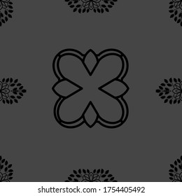 Decorativo patrón monocromo floral sin fisuras en estilo moderno damasco ornamental. Diseño elegante de la superficie de tejas vectoriales. Negro ornamentado sobre fondo de color
