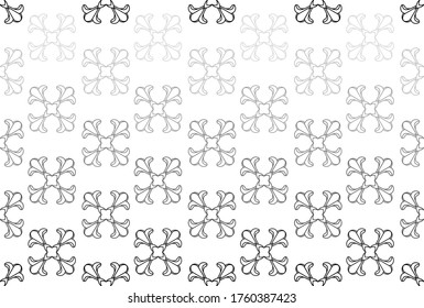 Decorativo patrón monocromo floral sin fisuras en estilo moderno damasco ornamental. Diseño elegante de la superficie de tejas vectoriales. Negro ornamentado sobre fondo blanco