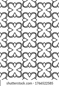 Decorative floral monohrome seamless pattern in ornamental damask modern style. Vector elegant tile surface design. Black ornate on white background