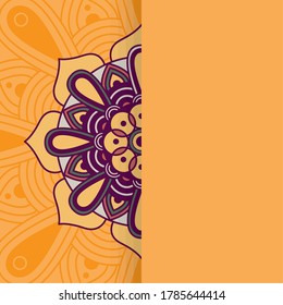 decorative floral orange mandala ethnicity artistic icon vector illustration design