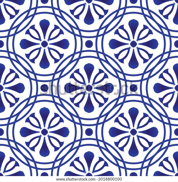 decorative baroque style, blue and white vintage damask pattern, seamless wallpaper vector