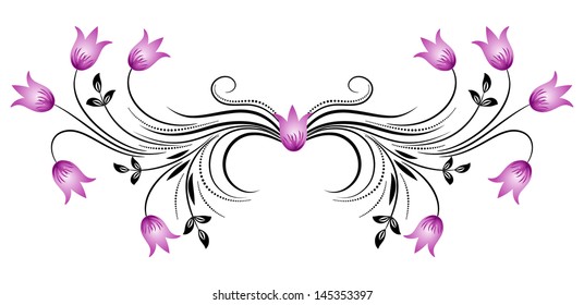 Decorative floral ornament with bluebells