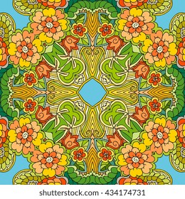 Decorative floral ornament. Can be used for cards, bandana prints, kerchief design, tablecloths and napkins. Vector illustration.