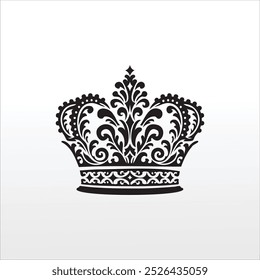 decorative floral ornament crown black silhouette printable clipart sublimation vector illustration