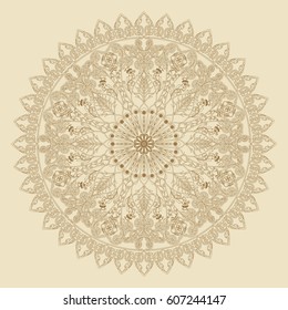 Decorative floral ornament in East style. Mandala. Decorative henna design of India.