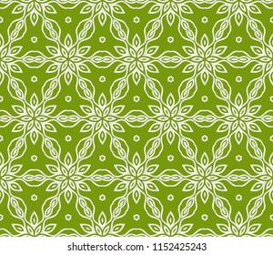 Decorative floral ornament modern pattern. for interior design, textile, wallpaper. seamless vector illustration. Green, silver color