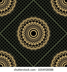 Decorative floral ornament. seamless pattern. vector illustration. for design prints for neck scarves, carpets, bandanas. for interior design, wallpaper