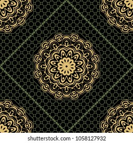 Decorative floral ornament. seamless pattern. vector illustration. for design prints for neck scarves, carpets, bandanas. for interior design, wallpaper