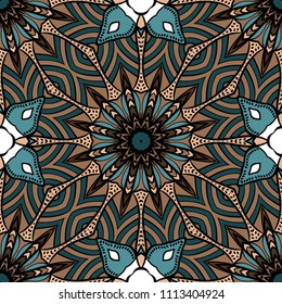 Decorative floral ornament. seamless pattern. vector illustration. Tribal Ethnic Arabic, Indian, motif. for interior design, wallpaper.