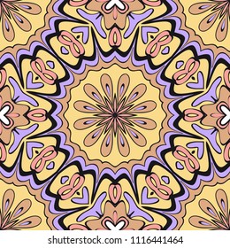 Decorative floral ornament. seamless pattern. vector illustration. Tribal Ethnic Arabic, Indian, motif. for interior design, wallpaper.