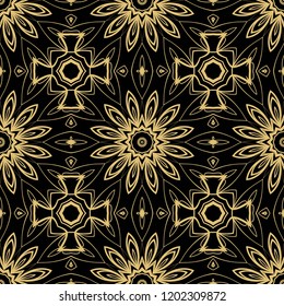 Decorative floral ornament. seamless pattern. vector illustration. Tribal Ethnic Arabic, Indian, motif. for interior design, wallpaper.