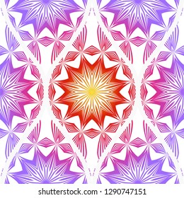 Decorative Floral Ornament. Seamless Pattern. Vector Illustration. Tribal Ethnic Arabic, Indian, Motif. Print Cloth, Clothes, Banner, Cover, Card, Fashio, interior, Website, Wrapper.