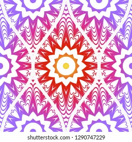 Decorative Floral Ornament. Seamless Pattern. Vector Illustration. Tribal Ethnic Arabic, Indian, Motif. Print Cloth, Clothes, Banner, Cover, Card, Fashio, interior, Website, Wrapper.