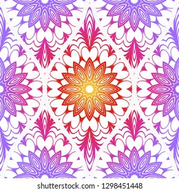 Decorative Floral Ornament. Seamless Pattern. Vector Illustration. Tribal Ethnic Arabic, Indian, Motif. Print Cloth, Clothes, Banner, Cover, Card, Fashio, interior, Website, Wrapper.