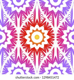 Decorative Floral Ornament. Seamless Pattern. Vector Illustration. Tribal Ethnic Arabic, Indian, Motif. Print Cloth, Clothes, Banner, Cover, Card, Fashio, interior, Website, Wrapper.