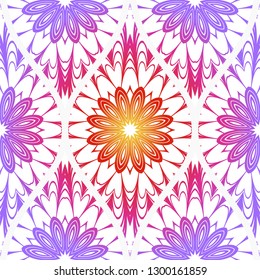 Decorative Floral Ornament. Seamless Pattern. Vector Illustration. Tribal Ethnic Arabic, Indian, Motif. Print Cloth, Clothes, Banner, Cover, Card, Fashio, interior, Website, Wrapper.