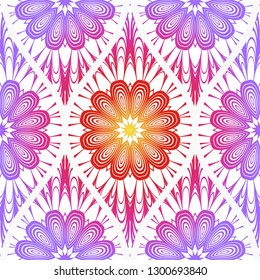 Decorative Floral Ornament. Seamless Pattern. Vector Illustration. Tribal Ethnic Arabic, Indian, Motif. Print Cloth, Clothes, Banner, Cover, Card, Fashio, interior, Website, Wrapper.