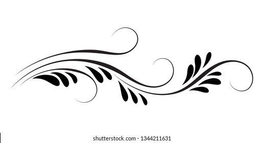 Decorative floral ornament for stencil isolated on white background