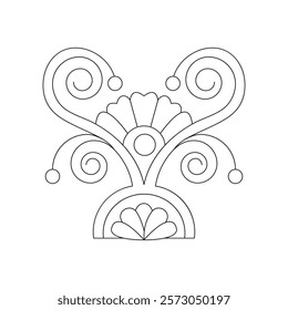 Decorative floral ornament for stencil on white  Stock Vector . Peaceful Petals, Ability to Relax, Brain Experiences, Harmonious Haven, Peaceful Portraits, Blossoming Beauty mandala design.