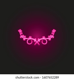Decorative floral Ornament for text neon style icon. Simple thin line, outline vector of decorative floral icons for ui and ux, website or mobile application