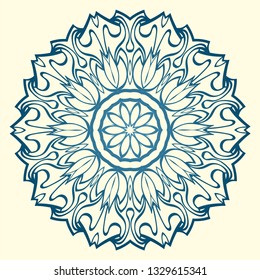 Decorative Floral Ornament. Vector Illustration. For Coloring Book, Greeting Card, Invitation, Tattoo. Anti-Stress Therapy Pattern