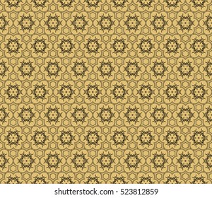 decorative floral ornament. vector illustration. for interior design, wallpaper, paper fill. black on gold color