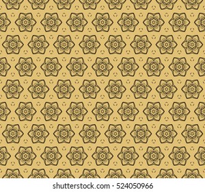 decorative floral ornament. vector illustration. for interior design, wallpaper, paper fill. black on gold color