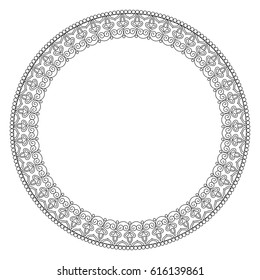 Decorative floral ornamental frame in circle shape.