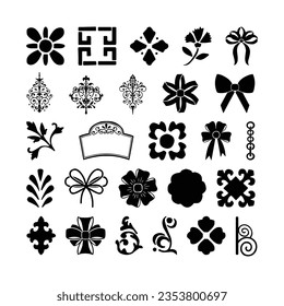 Decorative floral ornaments elements and fleur de lis.